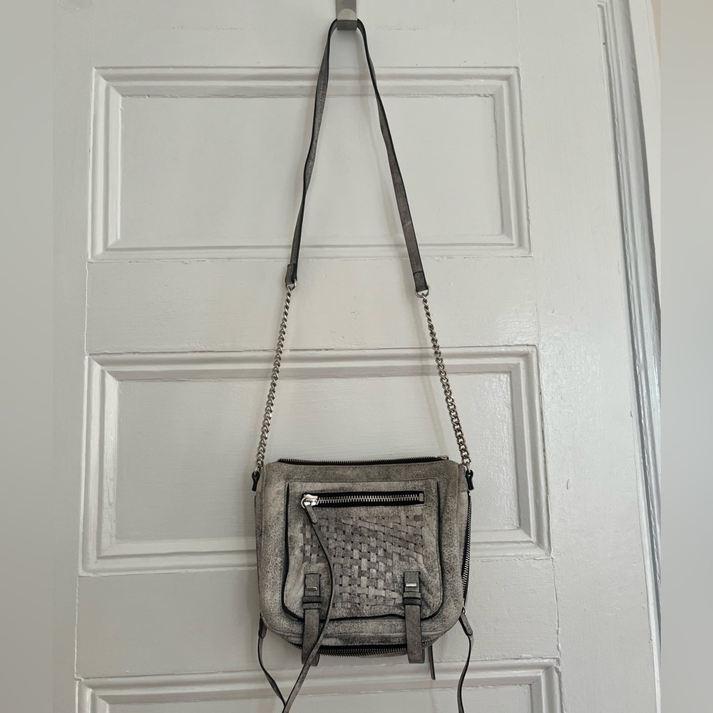She + lo Woven Grey/White Night Out Crossbody Bag